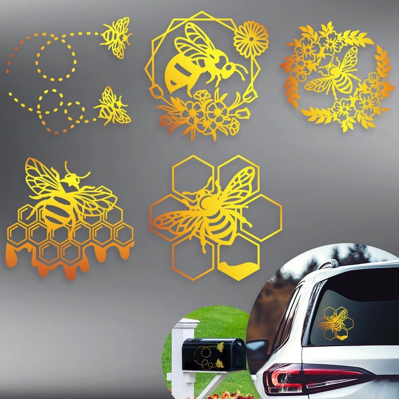 Hobbspring 5 Styles Honeycomb Car Stickers 61x583 Inches Reflective Insect Bumblebee Honey Decals Vivid Bee Plastic Decoration Waterproof Decals for Auto Cars Truck Vans Walls Laptop - Image 3