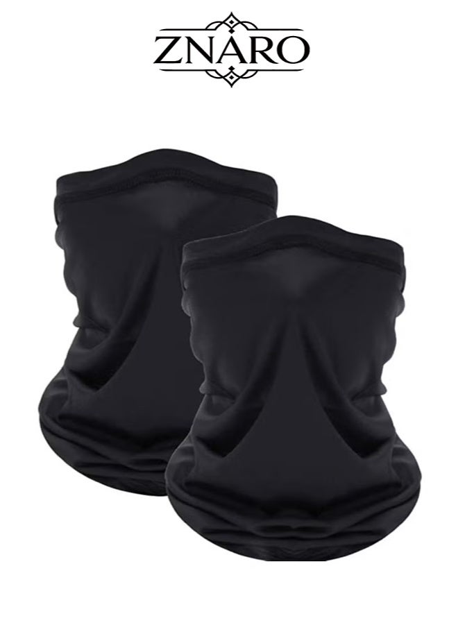 ZNARO 2 Pack Neck Gaiter Ice Silk Cooling Face Cover Breathable UV Protection Headwear Bandana Scarf for Outdoor Driving Cycling Unisex (Black) - Image 1