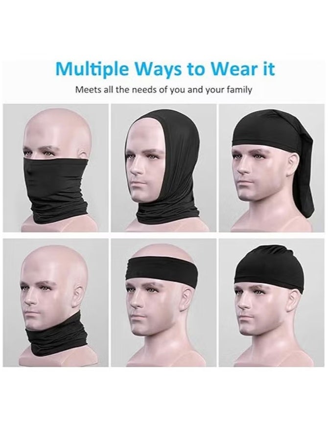 ZNARO 2 Pack Neck Gaiter Ice Silk Cooling Face Cover Breathable UV Protection Headwear Bandana Scarf for Outdoor Driving Cycling Unisex (Black) - Image 3