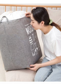 WAOKN Large Capacity 75L Laundry Bag, Extra Large 43x33x52 cm Machine Washable Travel Dirty Clothes Storage Bag, Foldable Drawstring Storage Basket (Grey)  - Image 3