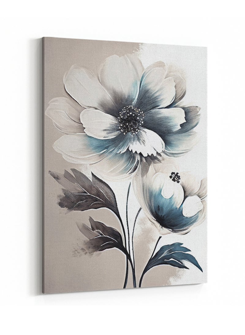 لوحة كانفاس على إطار خشبي بتصميم فن تجريدي زهور - Image 4