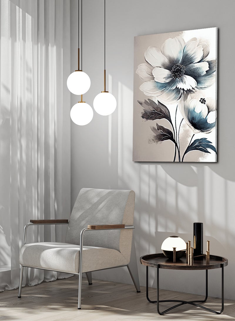 لوحة كانفاس على إطار خشبي بتصميم فن تجريدي زهور - Image 3