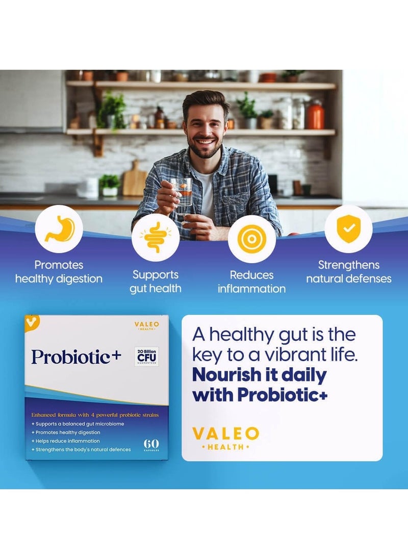 Valeo Probiotic+ |20 Billion CFUs with 4 Probiotic Strains| Supports Digestive Health, Immune Function, and Gut Flora Balance | Health Supplement for Men & Women | 60 Capsule - pzsku/ZCD702CCA9B7FD709B142Z/45/_/1737185381/f81e78cc-e5af-4203-950d-027dc6597250