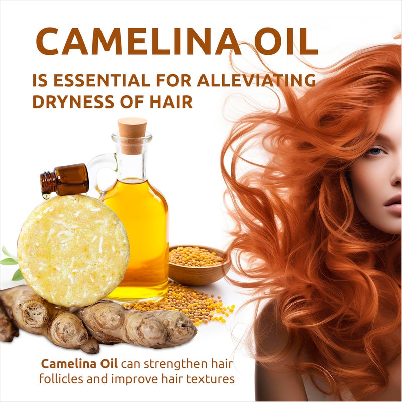 Relaxcation MADE IN USA Organic Ginger Hair Growth Solid Shampoo Bar for Regrowth Hair | GINGER ROOT, CAMELINA OIL, TURMERIC, LEMONGRASS | Anti Hair Loss Shampoo, Anti-Dandruff and Anti-Itching - Image 3