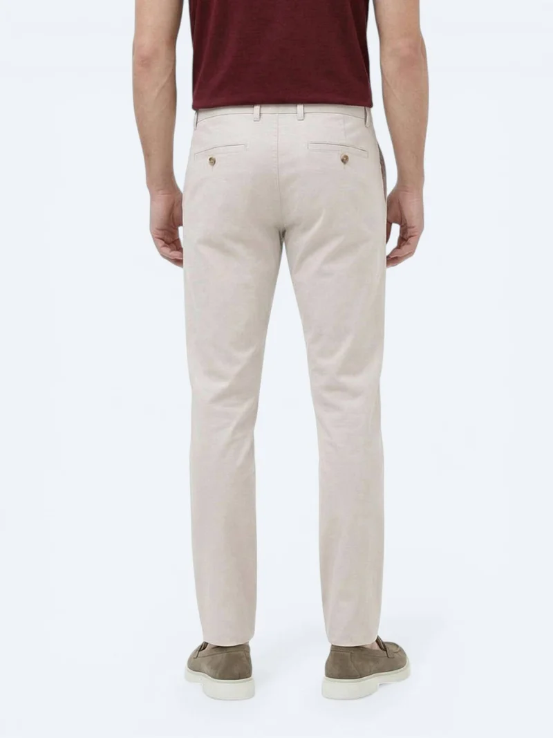 Kip Stone Weaving Slim Fit Casual Cotton Blended Trousers