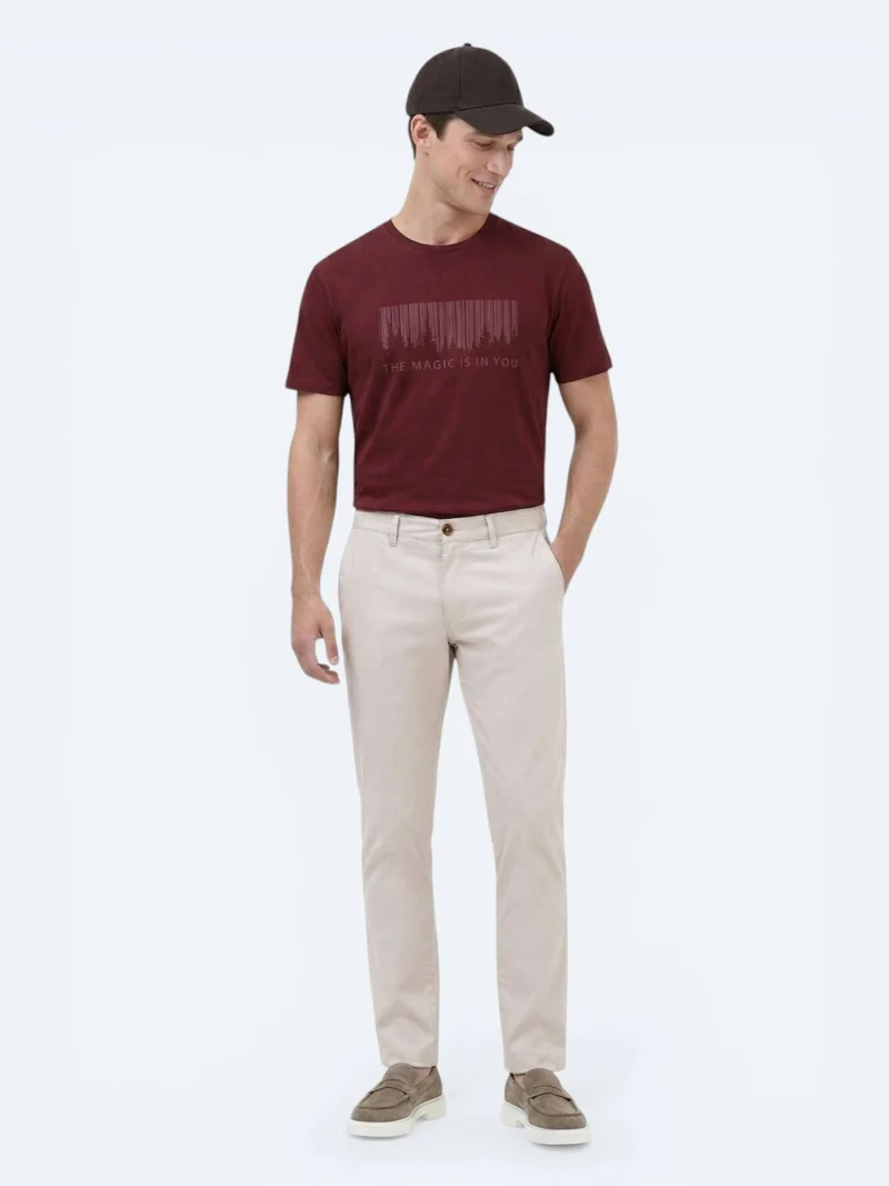 Kip Stone Weaving Slim Fit Casual Cotton Blended Trousers