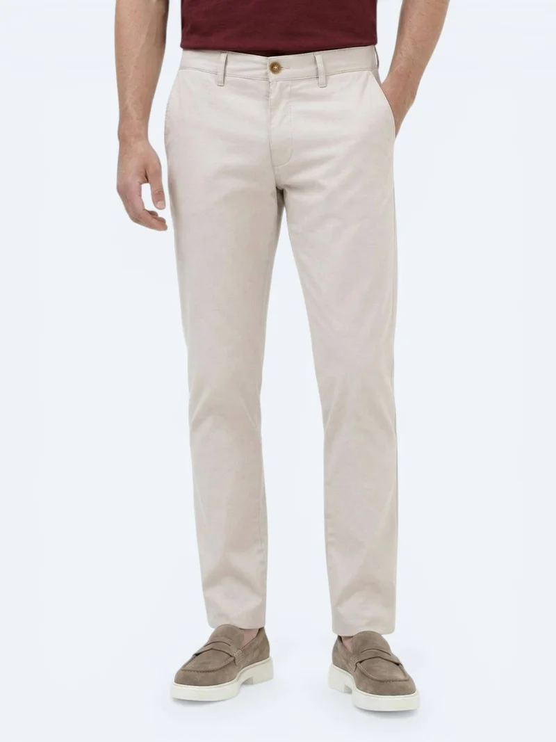 Kip Stone Weaving Slim Fit Casual Cotton Blended Trousers