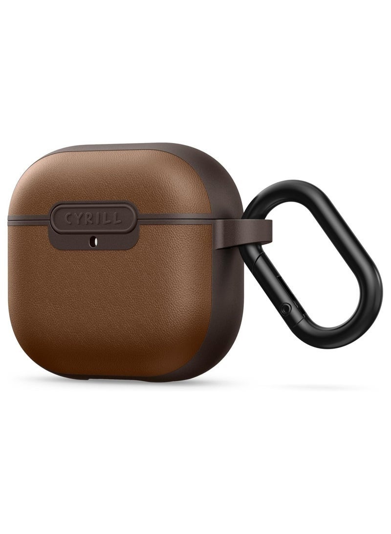 CYRILL Kajuk Compatible with AirPods 4 Case Cover Compatible with MagSafe [Shock Absorbent] with Carabiner - Saddle Brown - Image 1