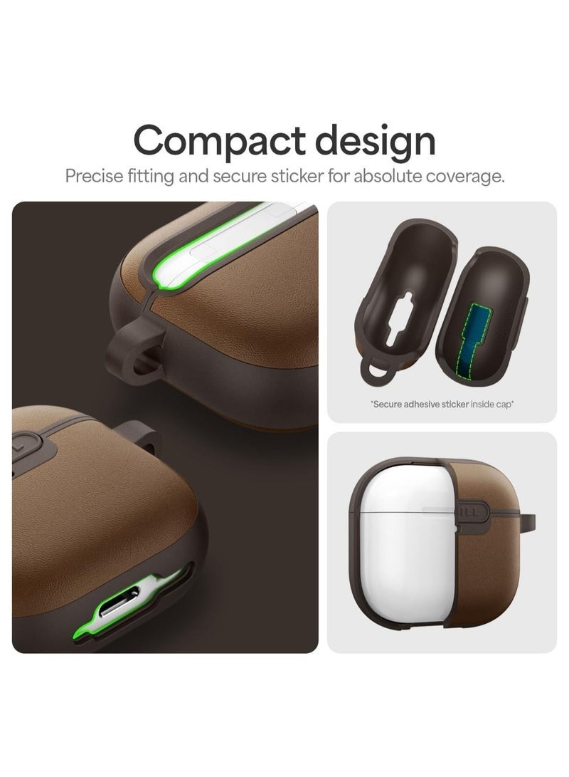 CYRILL Kajuk Compatible with AirPods 4 Case Cover Compatible with MagSafe [Shock Absorbent] with Carabiner - Saddle Brown - Image 3