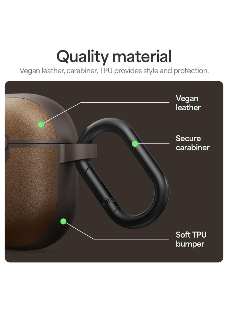 CYRILL Kajuk Compatible with AirPods 4 Case Cover Compatible with MagSafe [Shock Absorbent] with Carabiner - Saddle Brown - Image 4