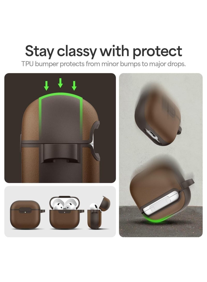 CYRILL Kajuk Compatible with AirPods 4 Case Cover Compatible with MagSafe [Shock Absorbent] with Carabiner - Saddle Brown - Image 5