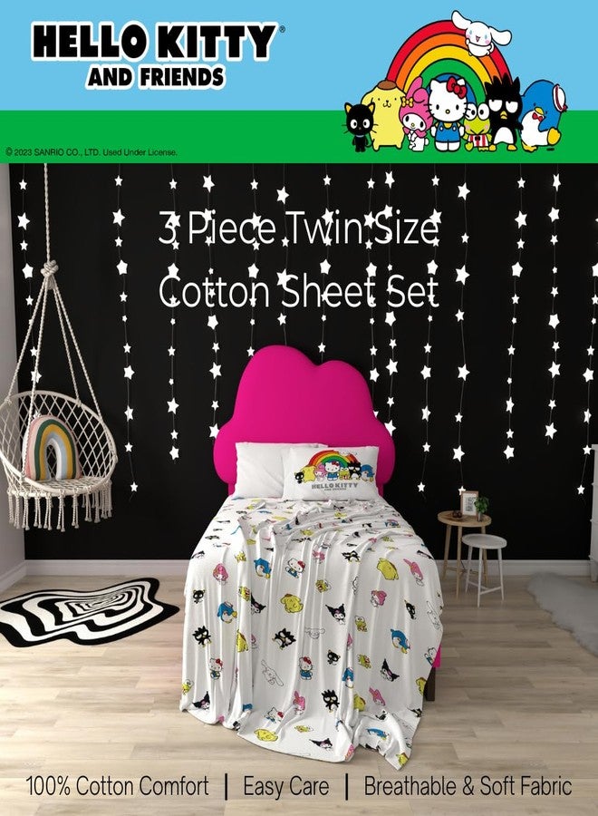 Franco Collectibles Hello Kitty & Friends Bedding Super Soft Cozy Cotton 3 Piece Twin Sheet Set, (Officially Licensed Product) - Image 3