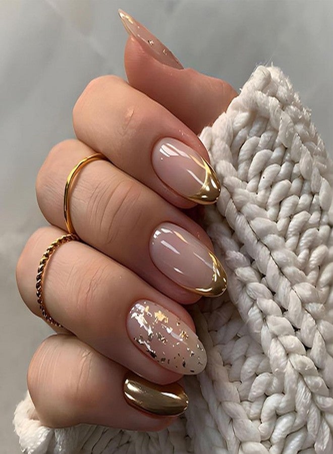 Aeenioy 24 Press On Nails, Almond Shape Nail Extensions for Women with Jelly Glue, Quick Fix Artificial Nails for Dailys Wear and Special Occasions, Reusable False Nails Extension Kit - Image 1