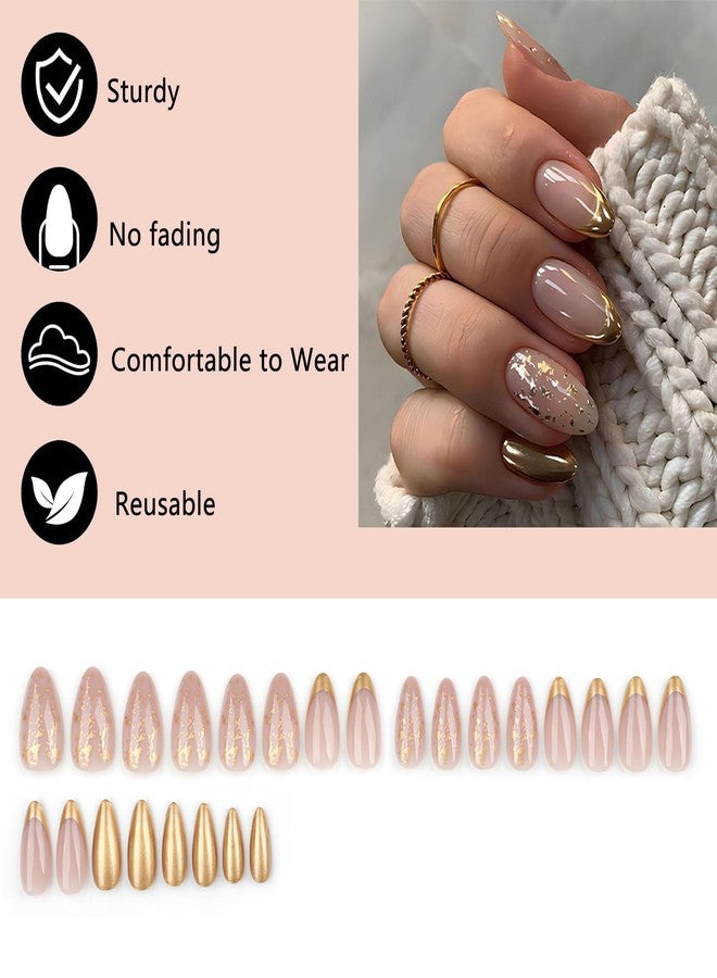 Aeenioy 24 Press On Nails, Almond Shape Nail Extensions for Women with Jelly Glue, Quick Fix Artificial Nails for Dailys Wear and Special Occasions, Reusable False Nails Extension Kit - Image 5