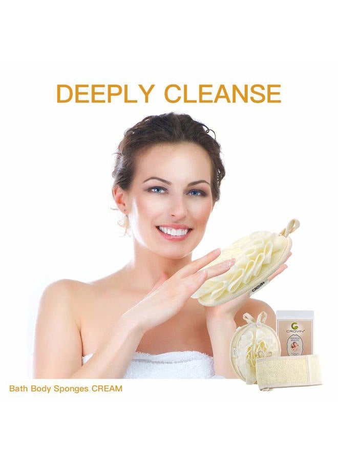 CROVIN Mesh Pouf Body Sponge Set - Redesign Bath Loofahs Shower Puffs 2 Pack & Exfoliating Natural Loofah Back Scrubber. How to - Great Gift for A Glowing Skin & Healthy Body - Image 5