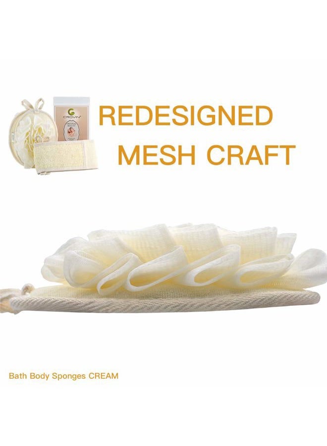 CROVIN Mesh Pouf Body Sponge Set - Redesign Bath Loofahs Shower Puffs 2 Pack & Exfoliating Natural Loofah Back Scrubber. How to - Great Gift for A Glowing Skin & Healthy Body - Image 3