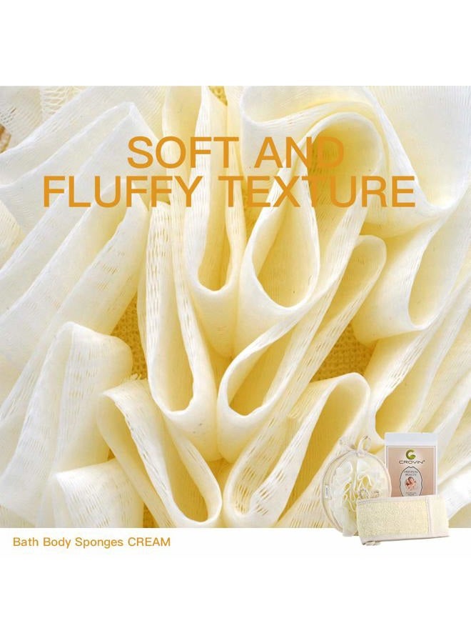 CROVIN Mesh Pouf Body Sponge Set - Redesign Bath Loofahs Shower Puffs 2 Pack & Exfoliating Natural Loofah Back Scrubber. How to - Great Gift for A Glowing Skin & Healthy Body - Image 4