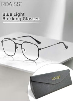 roaiss Blue Light Blocking Glasses Blue Light Filter Computer Reading Gaming TV Phones Square Eyeglasses Fashion Anti Eyestrain Headache Eyewear for Men Women Black 54mm  - Image 1