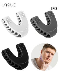 Unique 3PCS Jaw Exerciser for Men & Women, 3 Resistance Levels Silicone Jaw Toner for Beginner, Intermediate & Advanced Users, Jawline Exerciser & Jawline Shaper  (White/Grey/Black)  - Image 1