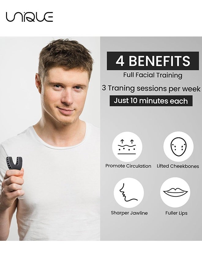Unique - 3PCS Jaw Exerciser for Men & Women, 3 Resistance Levels Silicone Jaw Toner for Beginner, Intermediate & Advanced Users, Jawline Exerciser & Jawline Shaper  (White/Grey/Black) - Image 1
