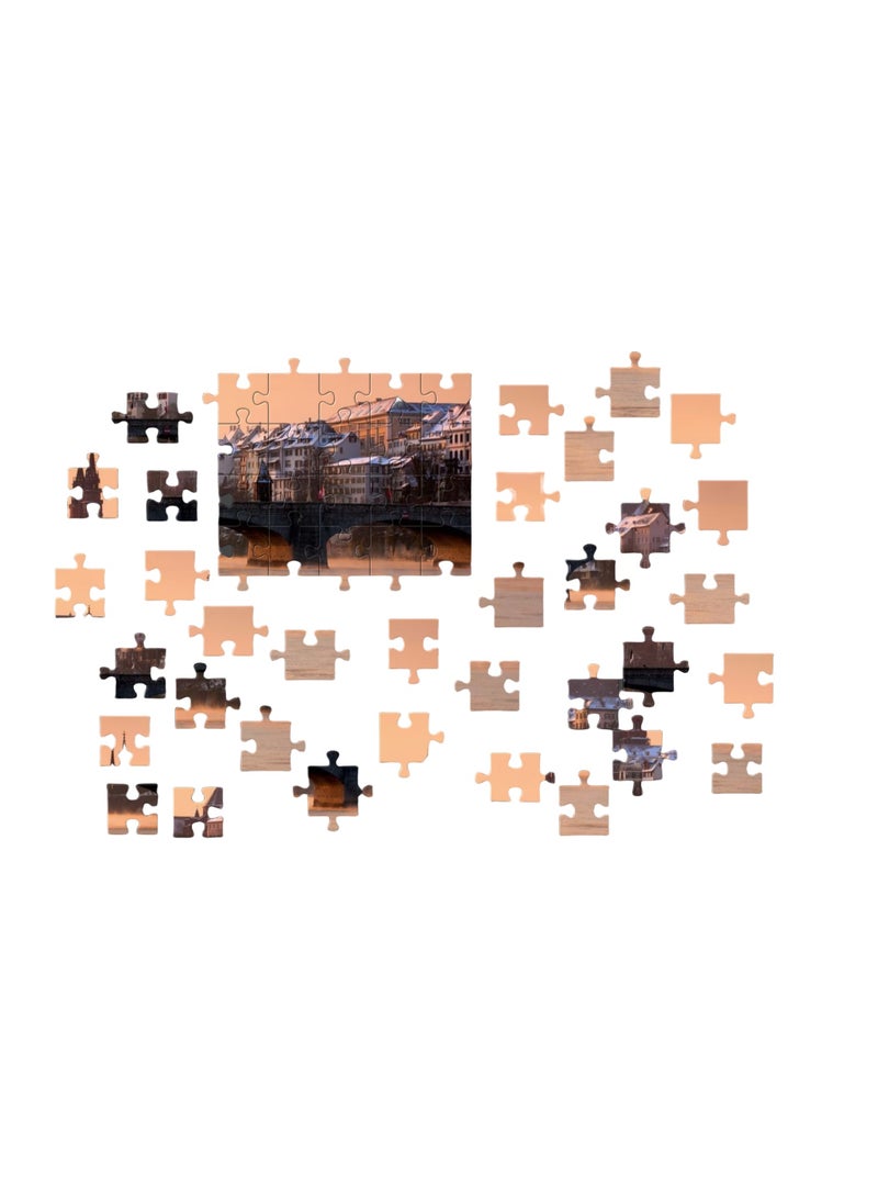 1000 قطعة من ألغاز المناظر الطبيعية عند الغسق السويسري - أنماط تصميم إبداعية، تجربة فنية ملونة، مناسبة للبالغين والأطفال - Image 2