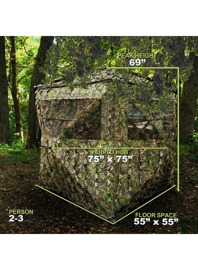 AYIN Hunting Blind See Through with Carrying Bag, 2-3 Person Pop Up Ground Blinds 270 Degree Field of View, Portable Durable Hunting Tent for Deer & Turkey Hunting (Camouflage) - Image 4