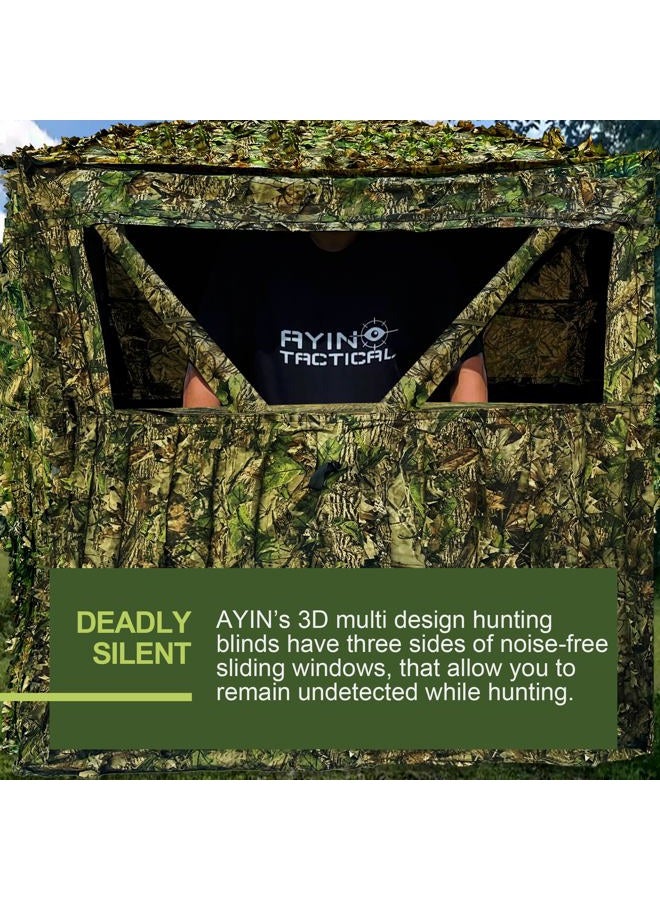 AYIN Hunting Blind See Through with Carrying Bag, 2-3 Person Pop Up Ground Blinds 270 Degree Field of View, Portable Durable Hunting Tent for Deer & Turkey Hunting (Camouflage) - Image 2