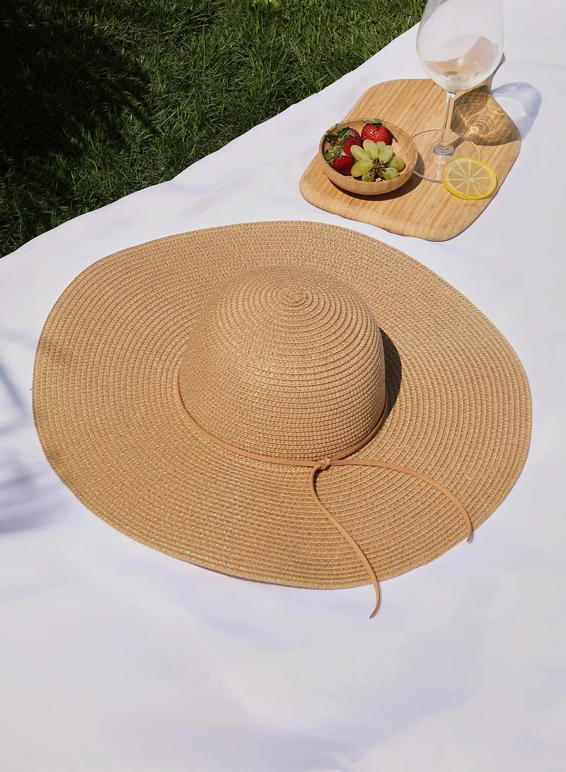 Wide-Brim Woven Hat