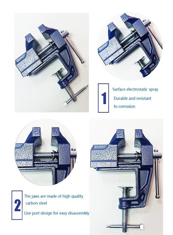 MYTEC Mini Table Clamp, 2.0" blue, Small Bench Vice, Upgraded cast steel manufacturing Jewelers Hobby Clamps Craft Repair Tool Portable Work Bench Vise - Image 3