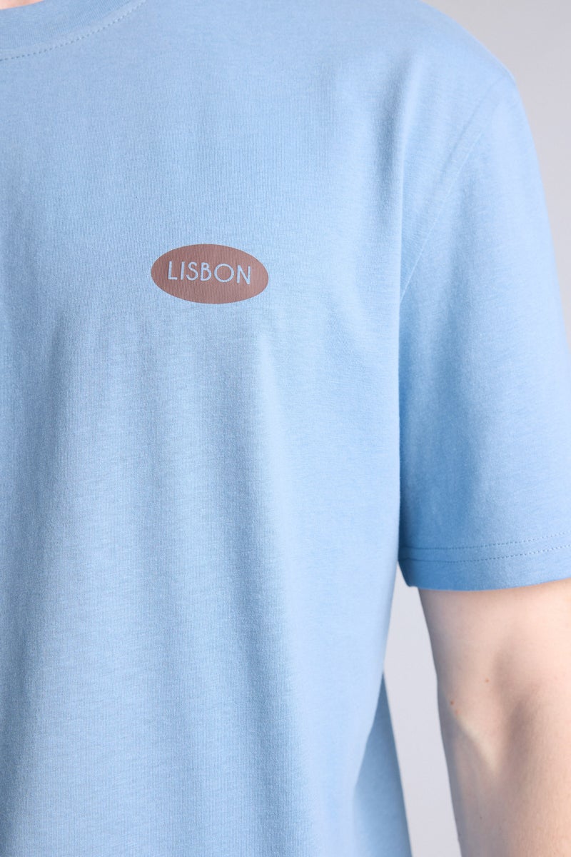 DeFacto Blue Man Regular Fit Printed 100% Cotton Short Sleeve T-Shirt Casual - Image 4