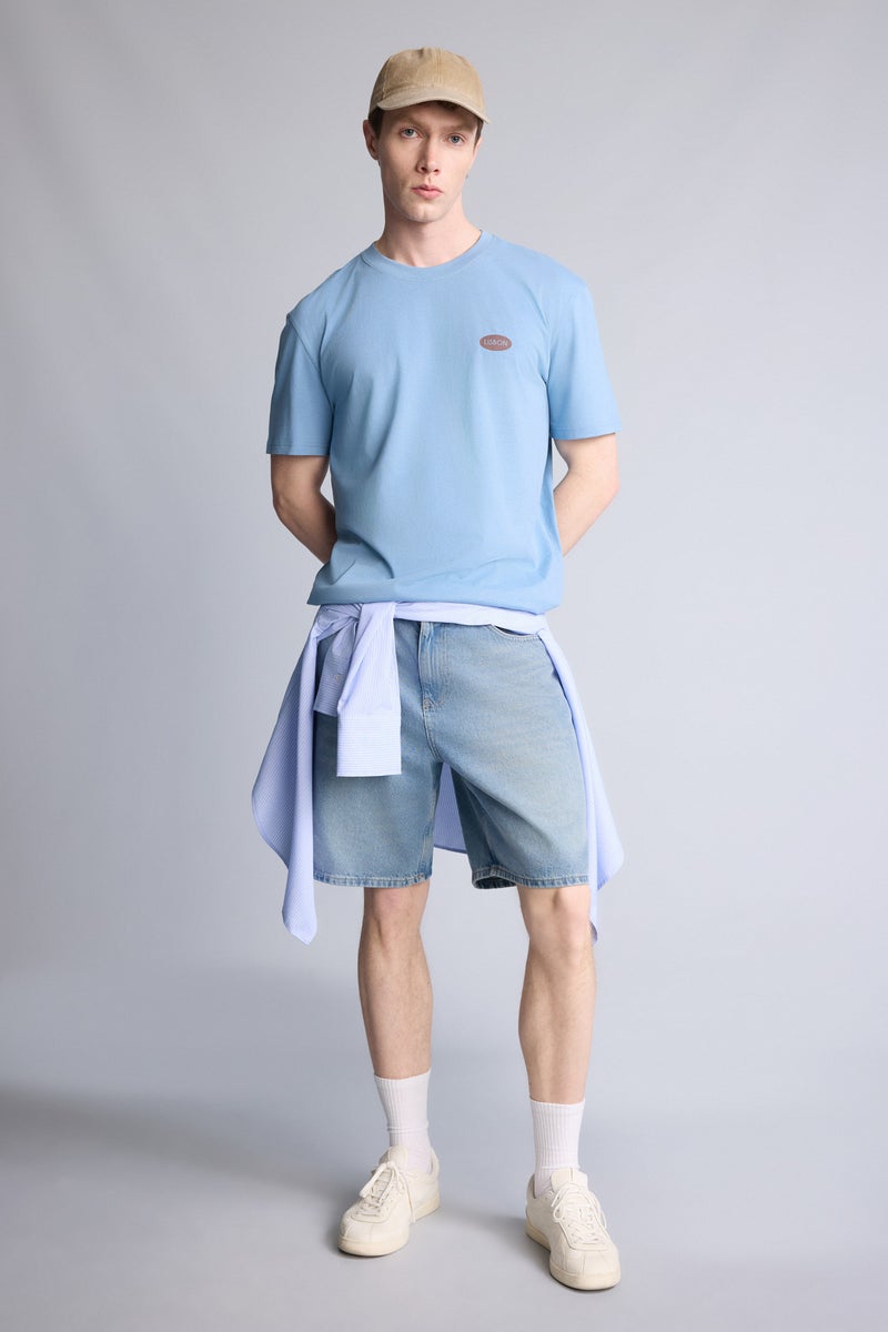 DeFacto Blue Man Regular Fit Printed 100% Cotton Short Sleeve T-Shirt Casual - Image 2