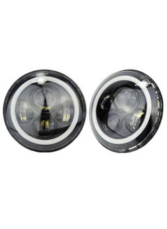 NIBEMINENT Pair Of Signal Halo Angle LED Headlight For 97-15 Jeep Wrangler 