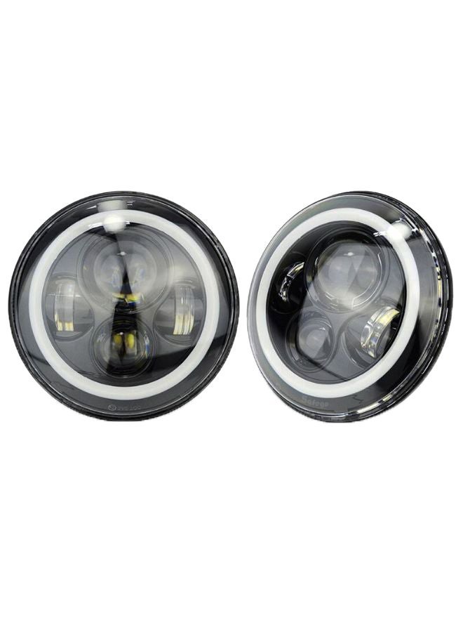 NIBEMINENT Pair Of Signal Halo Angle LED Headlight For 97-15 Jeep Wrangler 