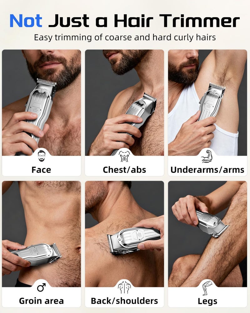 KIKIDO Hair Clippers Professional Cordless for Men, Barber Clippers for Hair Cutting Kit, Wireless LCD Display Hair Trimmers Set, Rechargeable Haircut Machine for Family (Sliver) - Image 5