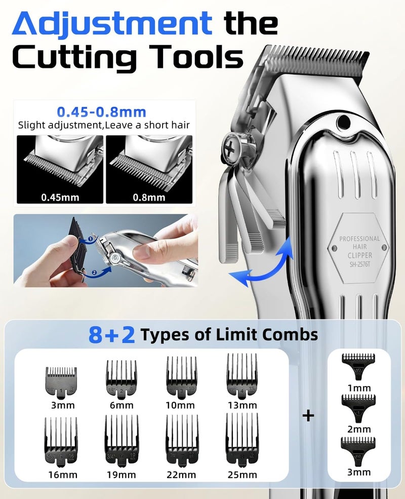 KIKIDO Hair Clippers Professional Cordless for Men, Barber Clippers for Hair Cutting Kit, Wireless LCD Display Hair Trimmers Set, Rechargeable Haircut Machine for Family (Sliver) - Image 2