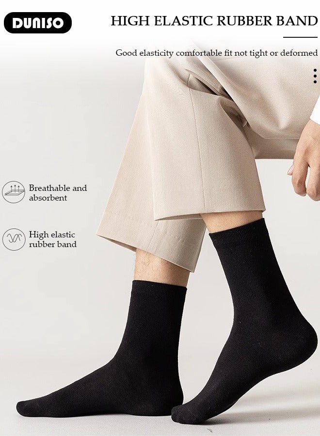 DUNISO 5 Pairs Men's Cotton Socks, Mid-Calf, Dress Socks, Moisture Wicking, Lightweight and Comfortable Suitable for All Seasons, a Variety of Colors for Business Casual Wear - Image 5