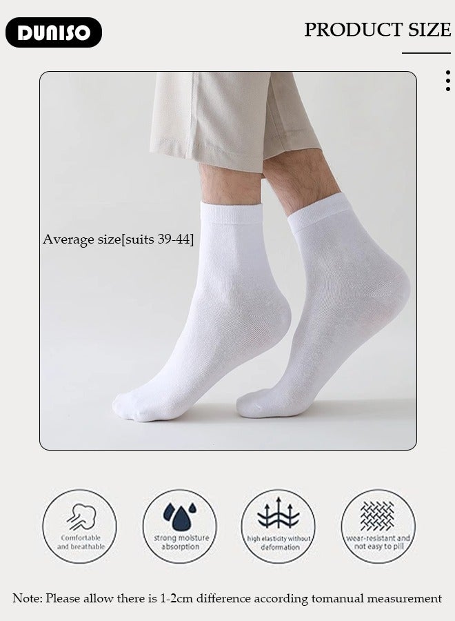 DUNISO 5 Pairs Men's Cotton Socks, Mid-Calf, Dress Socks, Moisture Wicking, Lightweight and Comfortable Suitable for All Seasons, a Variety of Colors for Business Casual Wear - Image 2