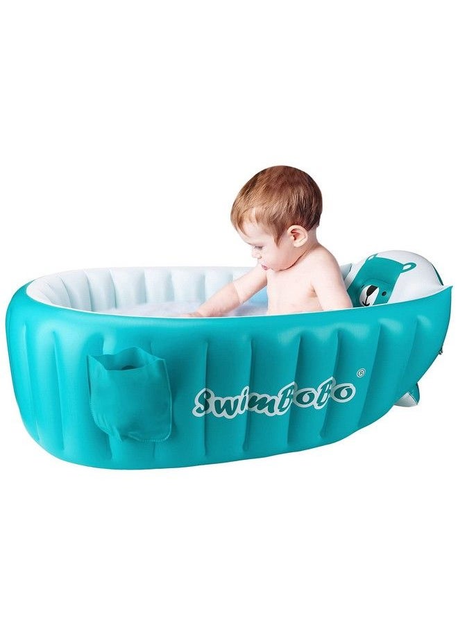 SwimBoBo - Inflatable Baby Bath Tub Portable Foldable Travel Mini Swimming Pool Helps Infants To Toddler Tub (Blue) - Image 1