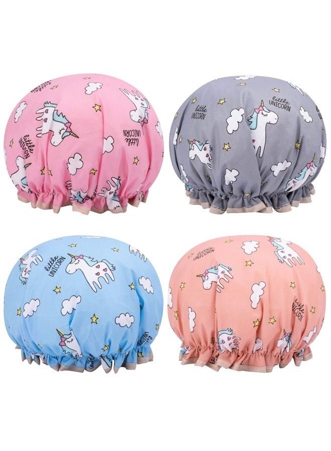 Tbestmax Unicorn Shower Caps for Long/Thick Hair, Cute Hair Cover for Women and Girl, Waterproof Bath Hat, Double Layer Bonnet - Image 1