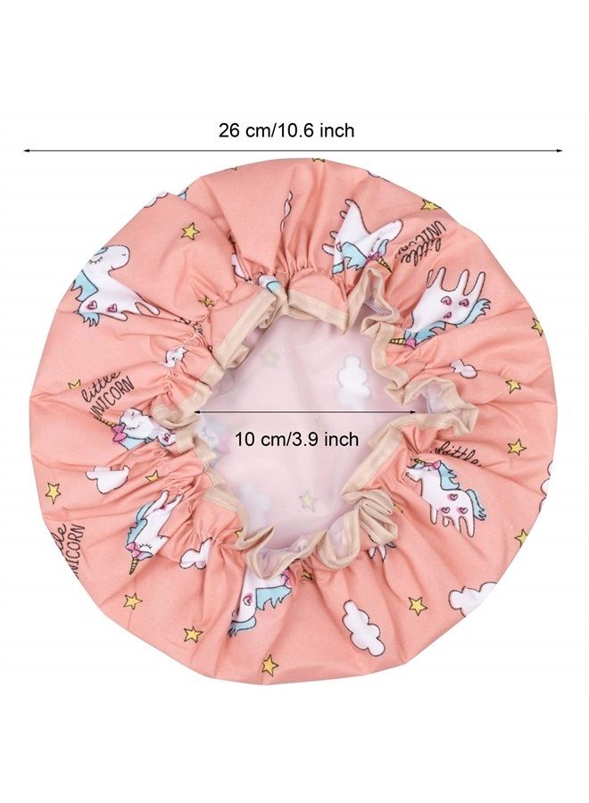 Tbestmax Unicorn Shower Caps for Long/Thick Hair, Cute Hair Cover for Women and Girl, Waterproof Bath Hat, Double Layer Bonnet - Image 2