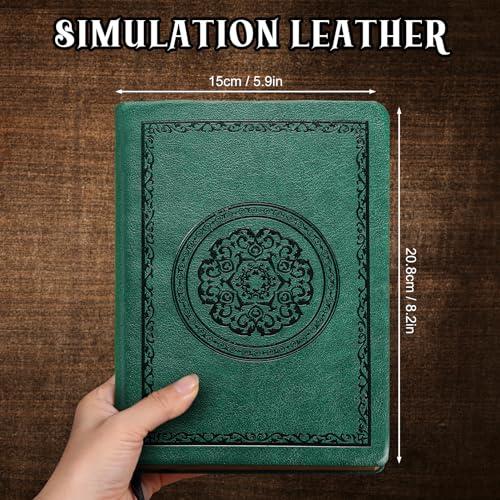 Fetinar 2026 Leather Vintage Journal Notebook,300 Pages,Leather Softcover Lined Journal Notebooks for Women Men,Notebook Journals for Writing Travel,Business,Office,5.7'' X 8.3'',Green - Image 2