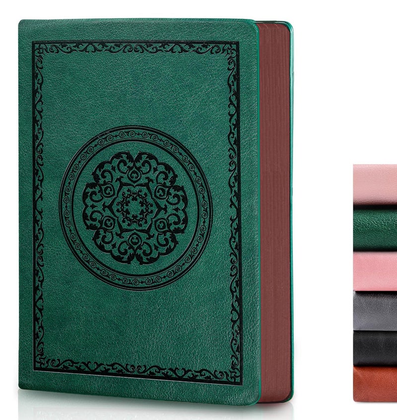 Fetinar 2026 Leather Vintage Journal Notebook,300 Pages,Leather Softcover Lined Journal Notebooks for Women Men,Notebook Journals for Writing Travel,Business,Office,5.7'' X 8.3'',Green - Image 1