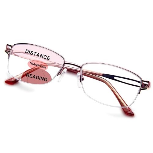 LianSan Metal Zero Top Progressive Multifocus Reading Glasses - for Women Half-Rim Blue Light Blocking Readers Clear Top Pink 1.50 - Image 1