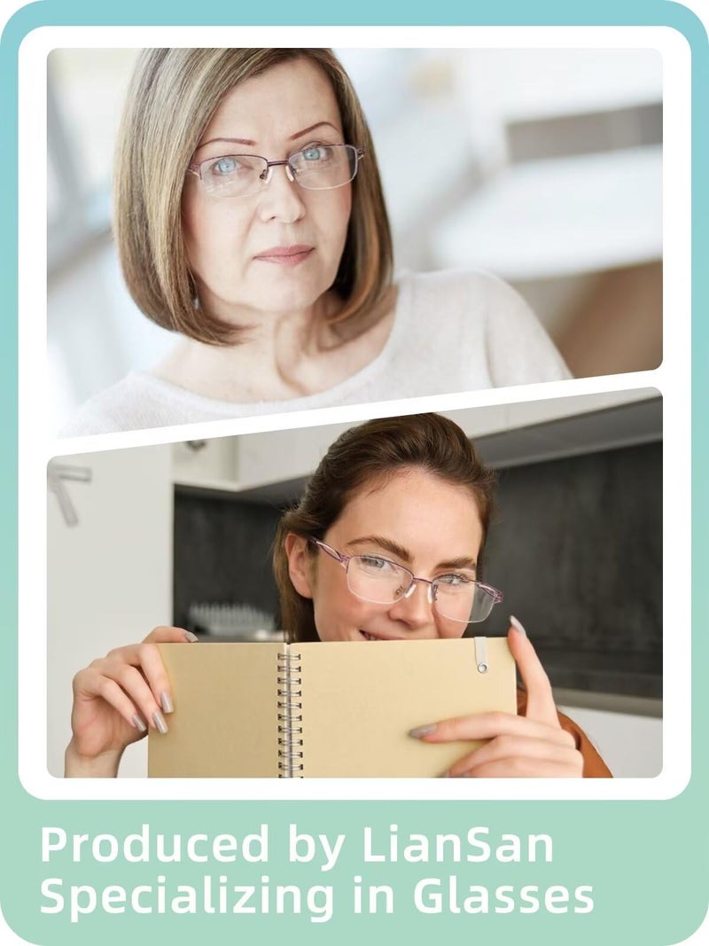 LianSan Metal Zero Top Progressive Multifocus Reading Glasses - for Women Half-Rim Blue Light Blocking Readers Clear Top Pink 1.50 - Image 2