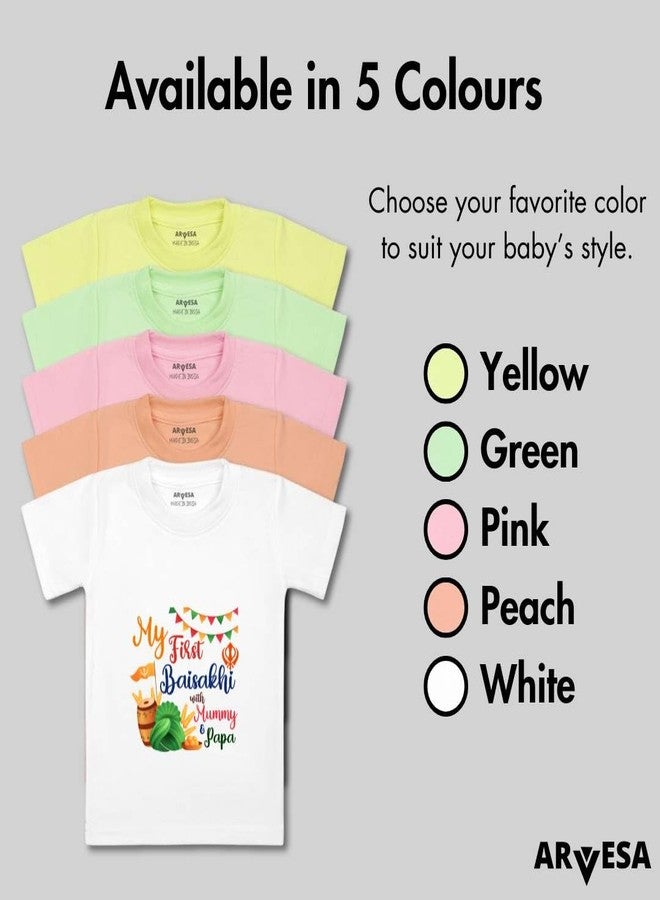 ARVESA My First Baisakhi TS-838 Baisakhi Baby Tshirt for Kids Boys & Girls Half Sleeves Round Neck Clothes Tshirt for Kids Boys 1 Months to 6 Years Dress Yellow - Image 4