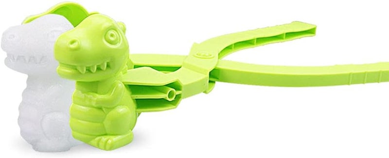 klarako Snowball Maker Toys, Dinosaur Shaped Toys and Sand Mold Fun Winter Outdoor Snow Tools Snowball Clip Snowball Game Toys for Kids Snowball Maker Tools - Green - Image 5