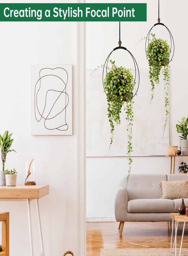 hismocal Hanging Planter for Indoor Plants, Plant Hanger with Sturdy Wood Base, Modern Boho Macrame Plant Hanger, Wall Ceiling Window Stands (Plants/Pots Not Included) (1) - Image 4