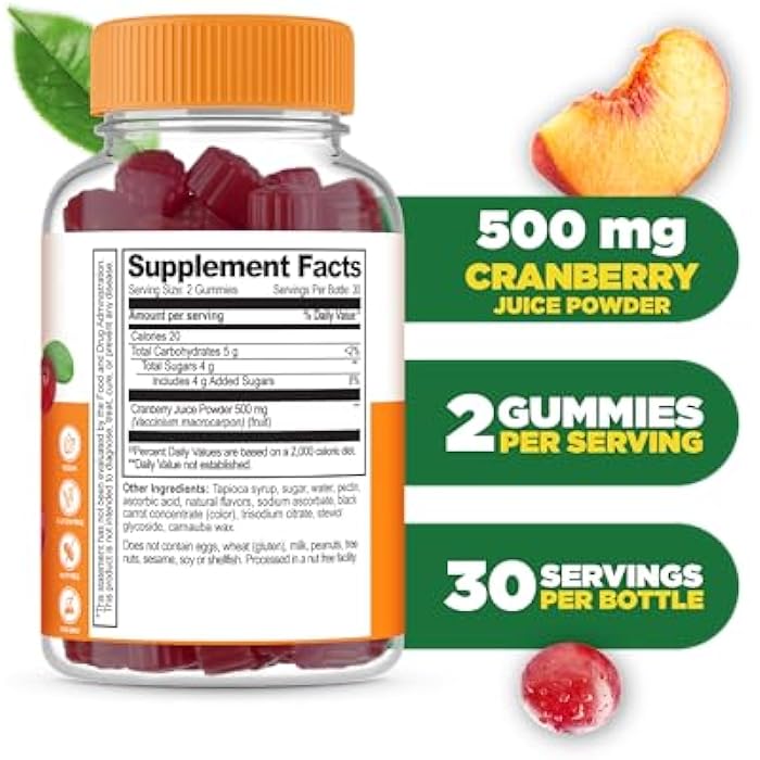Lifeable Cranberry Gummies for Women | Great Tasting Cranberry Supplement | for Urinary Tract Health, Bladder & Kidney Support | Vegan and Non GMO Cranberries | 60 Count - Image 2