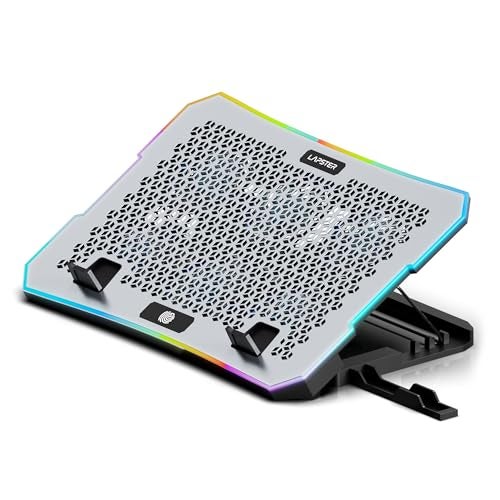 ls lapster Lapster Chillpro Turbo Laptop Cooler pad with 6 Cooling Fans, 5-Level Angle & Height Adjustable, 10 RGB Light Modes, Mobile Stand, USB Powered, for Upto 17 Inch Laptops (Grey) - Image 1