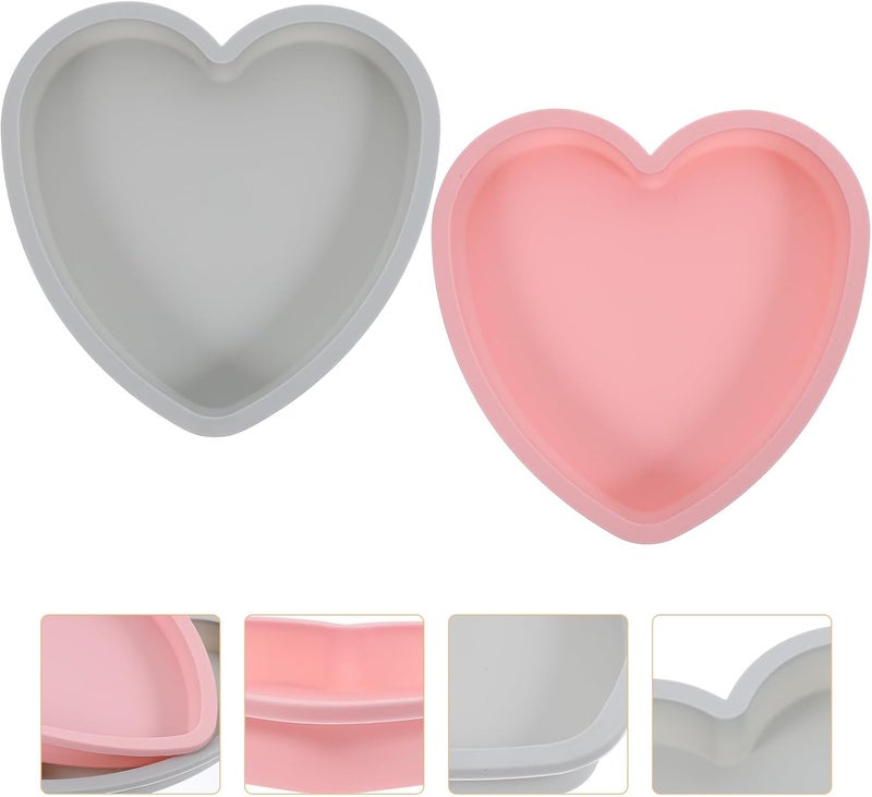 Hemoton 2Pcs Heart Shaped Silicone Cake Molds - Image 4